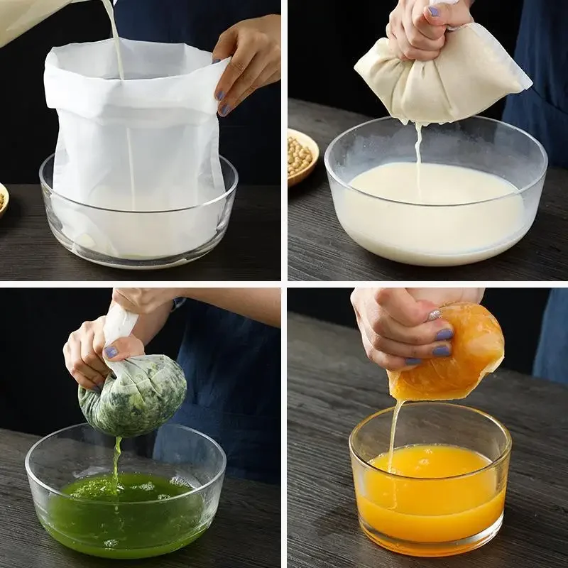 Soy Milk Wine Filter Bag Nut Milk Bag Tea Coffee Oil Yogurt Filter Net Mesh Kitchen Food Reusable Nylon Filter Bags Strainer