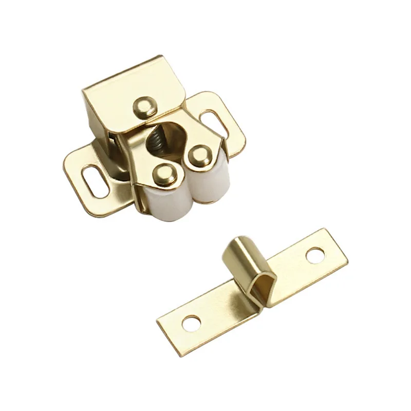Vintage Stainless Steel Spring Buckle Door Hardware with Double Wheels Old-Fashioned Touch Cabinet Suction Open Wardrobe Furnitu
