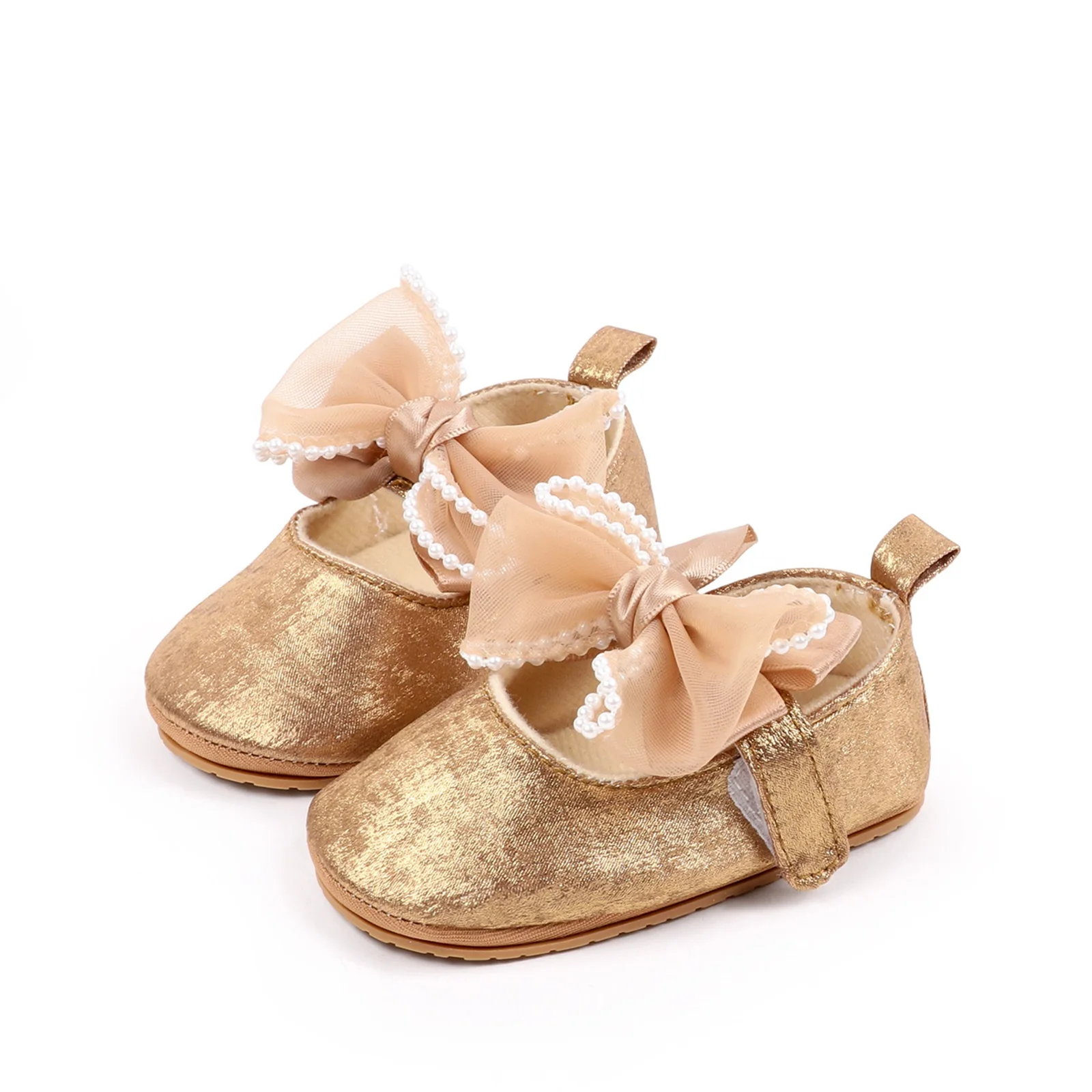 

Весенние туфли-балетки для девочек 0-18 месяцев с жемчужным бантом, туфли Мэри Джейн для малышек, повседневные туфли-принцессы для девочек