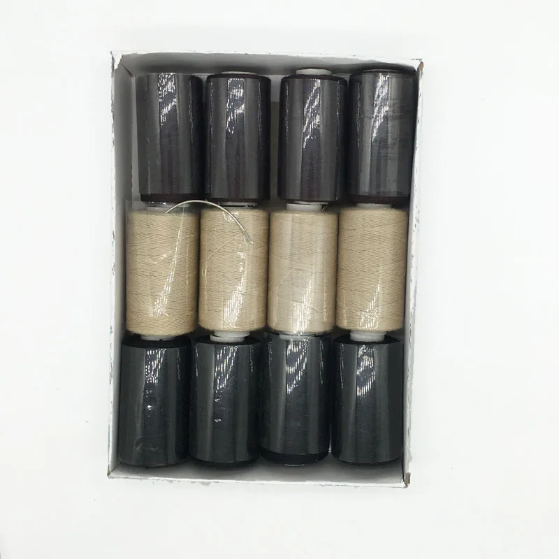 12 rolls BLACK Hair Weaving Thread Cotton Sewing Thread 1000 yards 12 rolls one box gift 1 pc 6.5cm C curved needlehair extensio