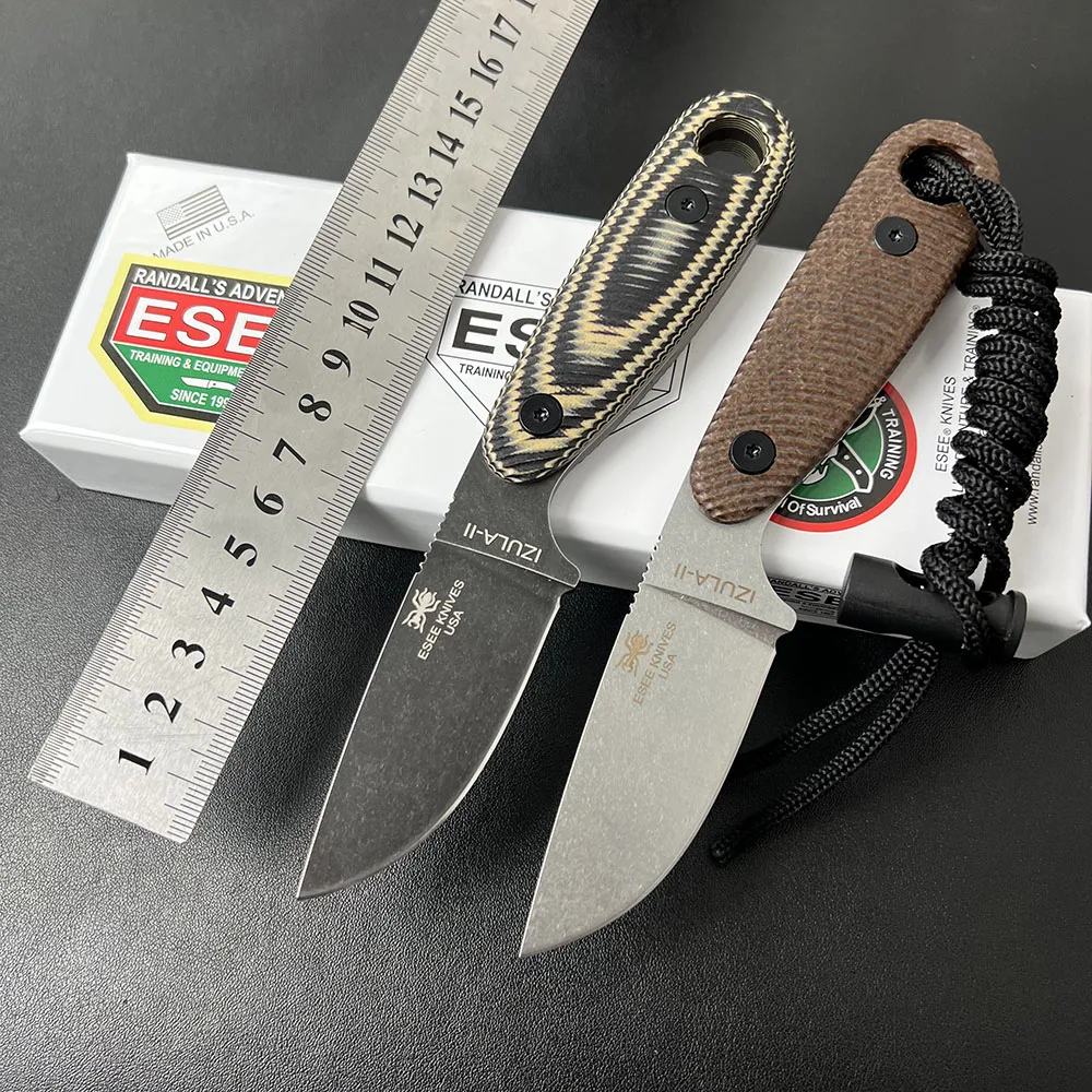 

New ESEE-IZULA II Fixed Blade Knife 1095 High Carbon Steel Blade G10/flax Handle Camping Outdoor Tool EDC Knives