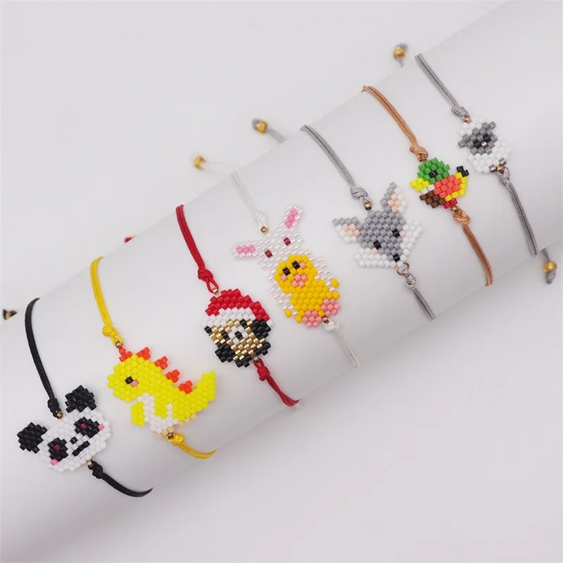 ZHONGVI ميوكي سوار مُزين بالخرز للأطفال لطيف الحيوان ديناصور الباندا تصميم أساور Pulsera موضة بوهو مجوهرات للهدايا فتاة #2