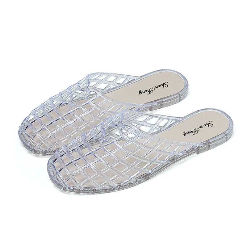 Women's slippers summer breathable women's cool sandals summer sparkling flat hollow out versatile hooded cool sandals for women image 6