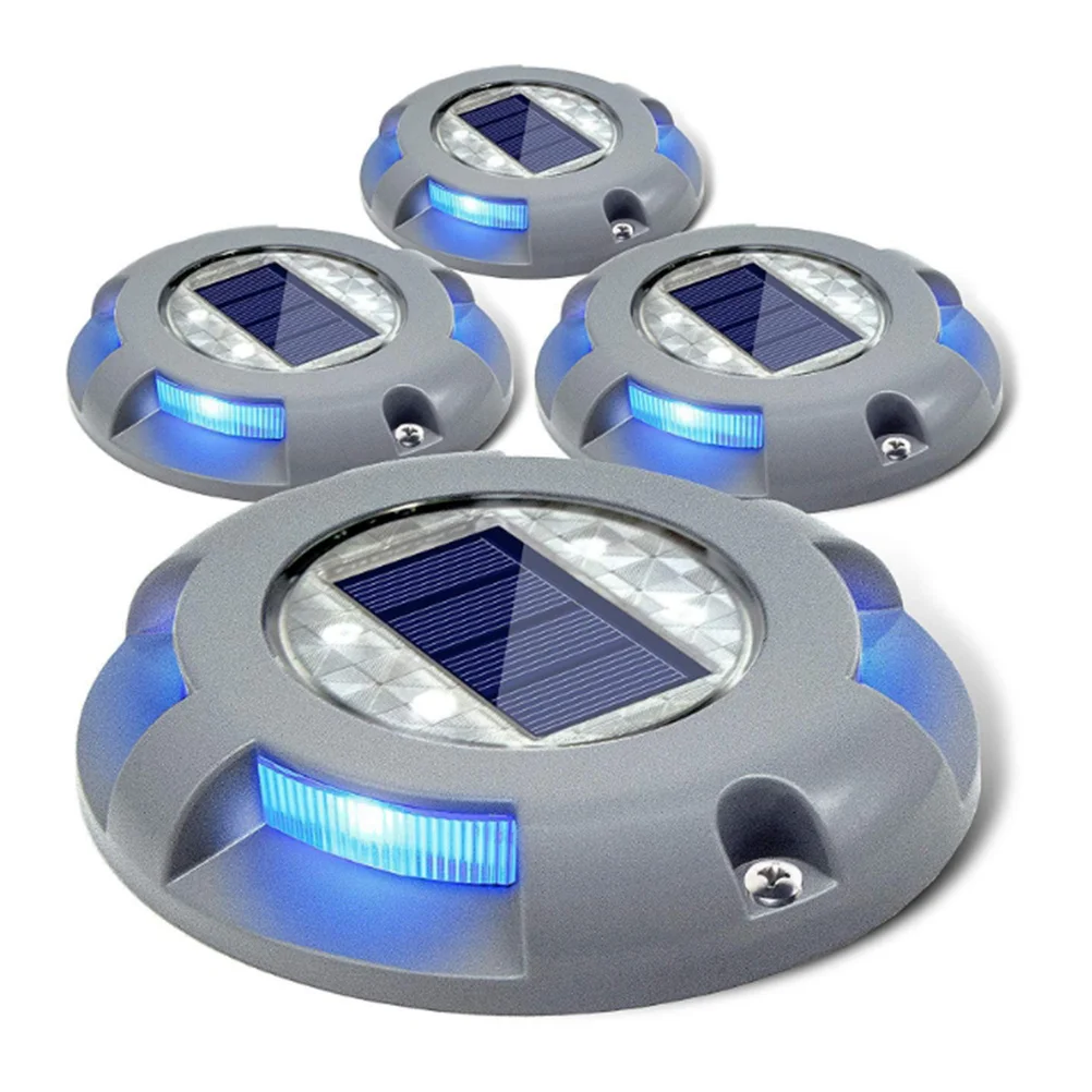 

Led Road Stud Light 4 Led Aluminum Alloy Ground Lamp Road Light For Driveway Deck Pathway Illumination Blue