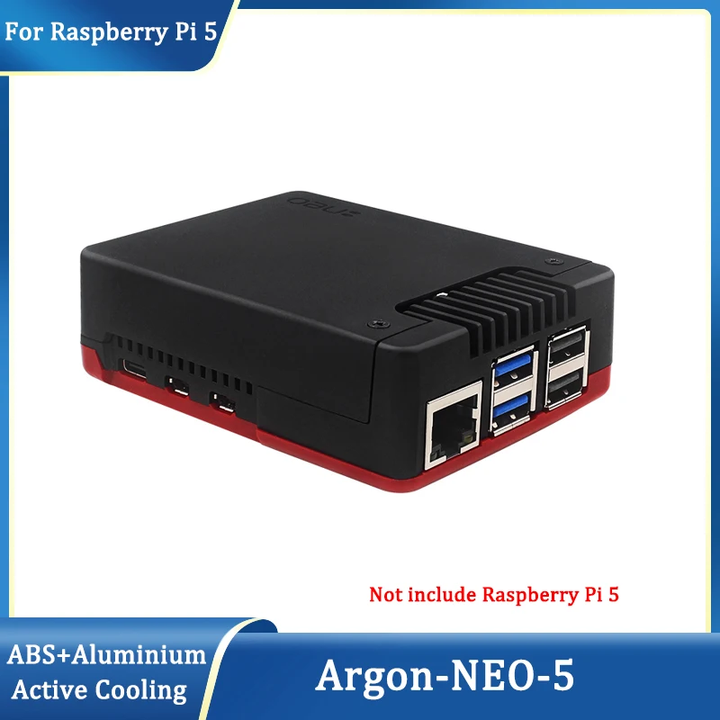 

Raspberry Pi 5 Argon NEO 5 Case Aluminum Alloy Shell with Passive Active Cooling PWM Fan Black Red Case for Raspberry Pi 5