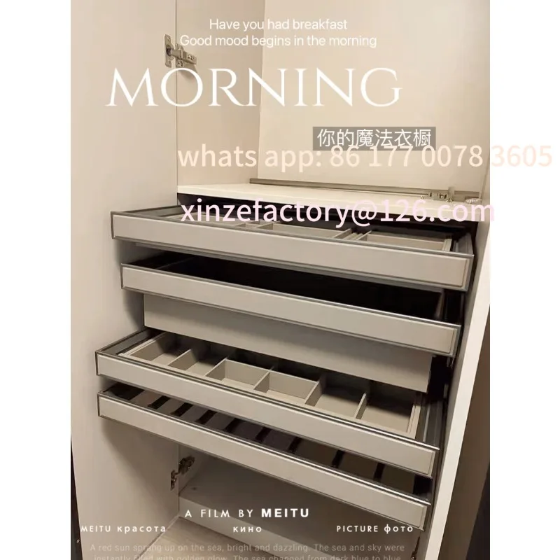 

Customizable Wardrobe Jewelry Box Drawer Built-in Retractable Pants Rack Cloakroom Pull Hardware Accessories Underwear Box