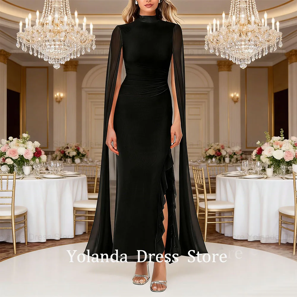 

Yolanda Customized Simple Chiffon Mother of The Bride Dresses Ruffle High Split Mesh 2026 Bodycon Evening Party Maxi Dresses