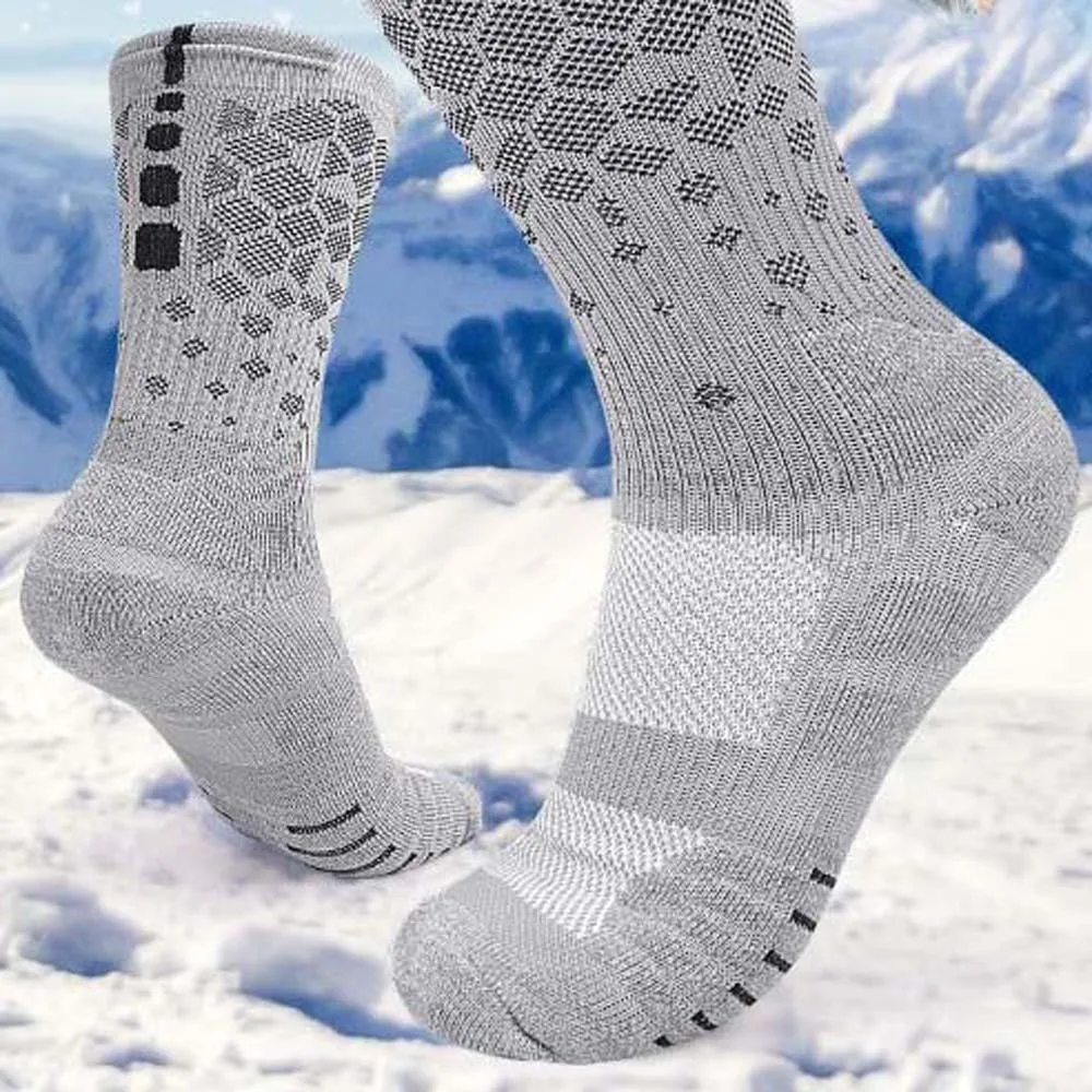 Elastische Strumpfwaren Sportsocken Stoßdämpfende schweißabsorbierende dicke Baumwollsocken Schwarz/Grau/Weiß Dicke Herrenstrümpfe Sport