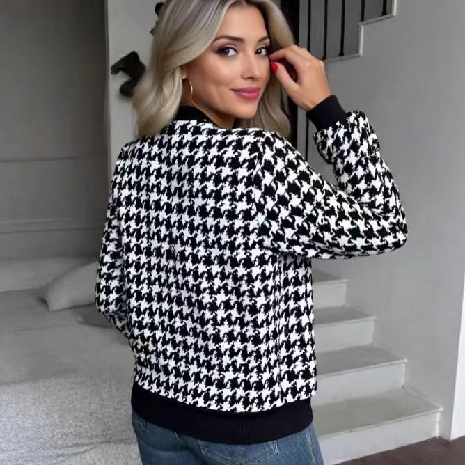 المرأة سترة فضفاضة غير رسمية ربيع الخريف موضة جديدة منقوشة سحاب مطبوع سترة طويلة الأكمام سترة واسعة التنقل تنوعا