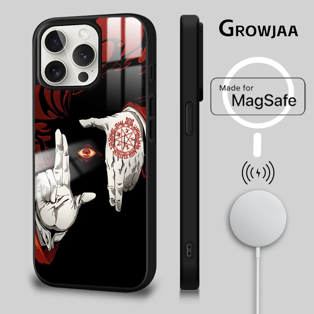 

Anime Cool Alucard H-Hellsing Phone Case For iPhone 16 15 14 13 12 11 Pro Max Plus Mini Magsafe Mirror Wireless Magnetic Cover