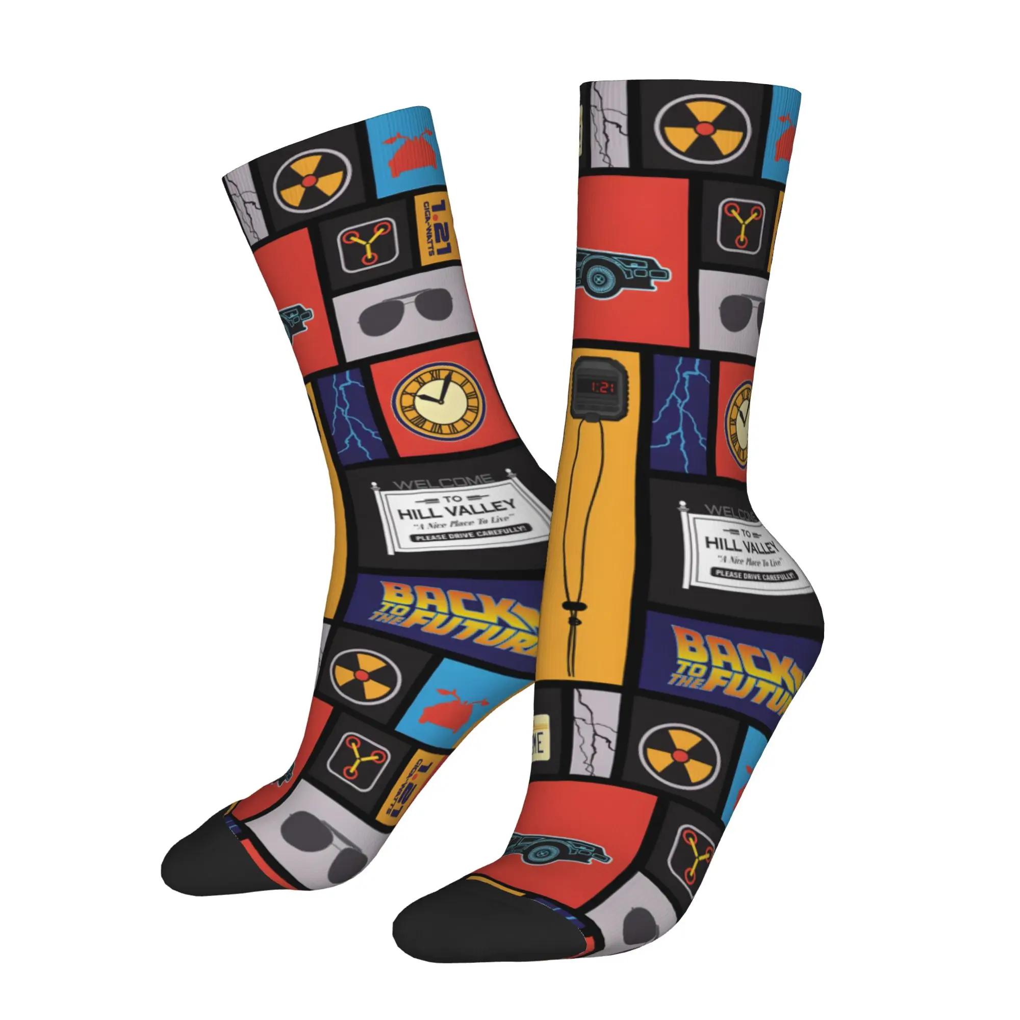 1 Pair Hip Hop Vintage Where We’re Going Project Crazy Men's Sock Back To The Future Harajuku Pattern Printed Funny Sock