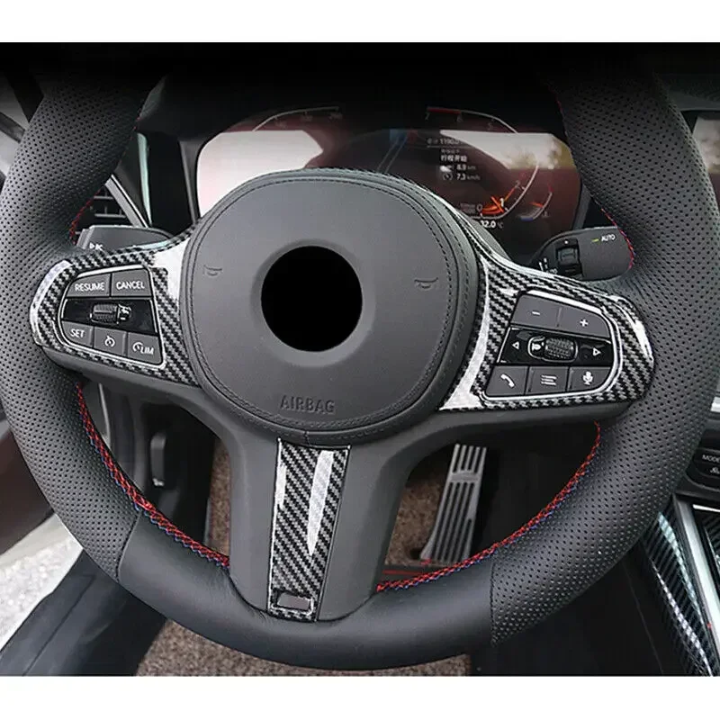 Car Steering Wheel Trim Bottom Decoration For BMW 3 Series G20 2019-2021 Steering Wheel Cover LHD Control Button Frame