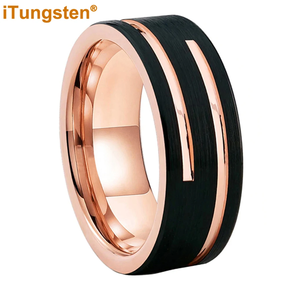 

iTungsten 8mm Dropshipping Unique Men Women Ring Fashion Tungsten Wedding Band Jewelry Grooved Brushed Finish Comfort Fit
