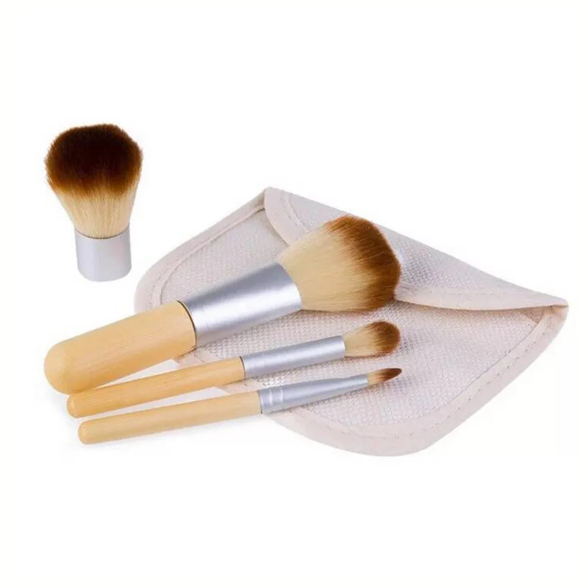 Set di pennelli per trucco da 4 pezzi Strumenti professionali in fibra sintetica premium Kit di pennelli per sopracciglia per fondotinta Aspetto naturale Uso quotidiano