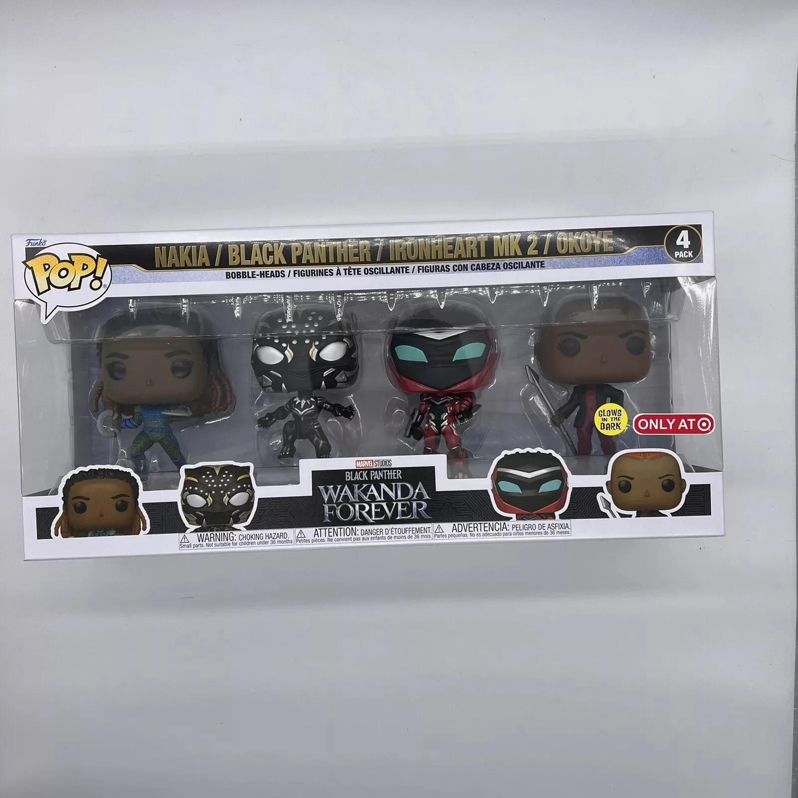 Pop! Czarna Pantera 4-pak Figurki akcji Model Zabawki Funko Pop Glow Edycja limitowana Figurka Marvel Model Kolekcjonerska pamiątka