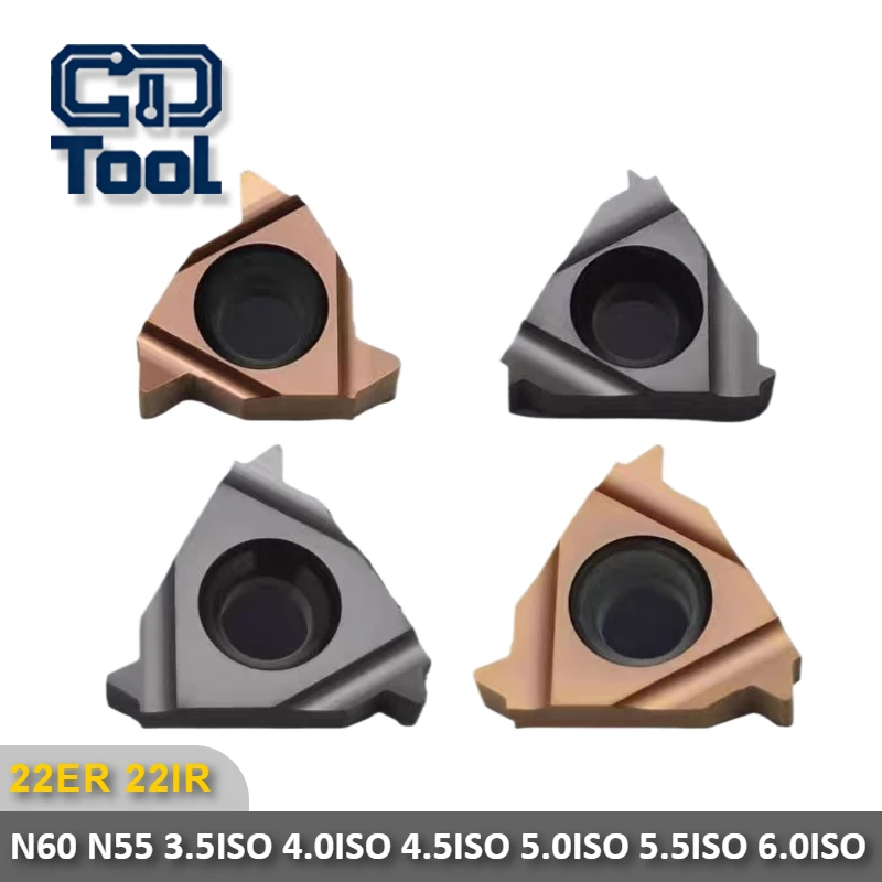 

22ER 22IR N60 N55 3.5ISO 4.0ISO 4.5ISO 5.0ISO 5.5ISO 6.0ISO Indexable Turning Tools CNC Lathe Cutter Threading Carbide Inserts
