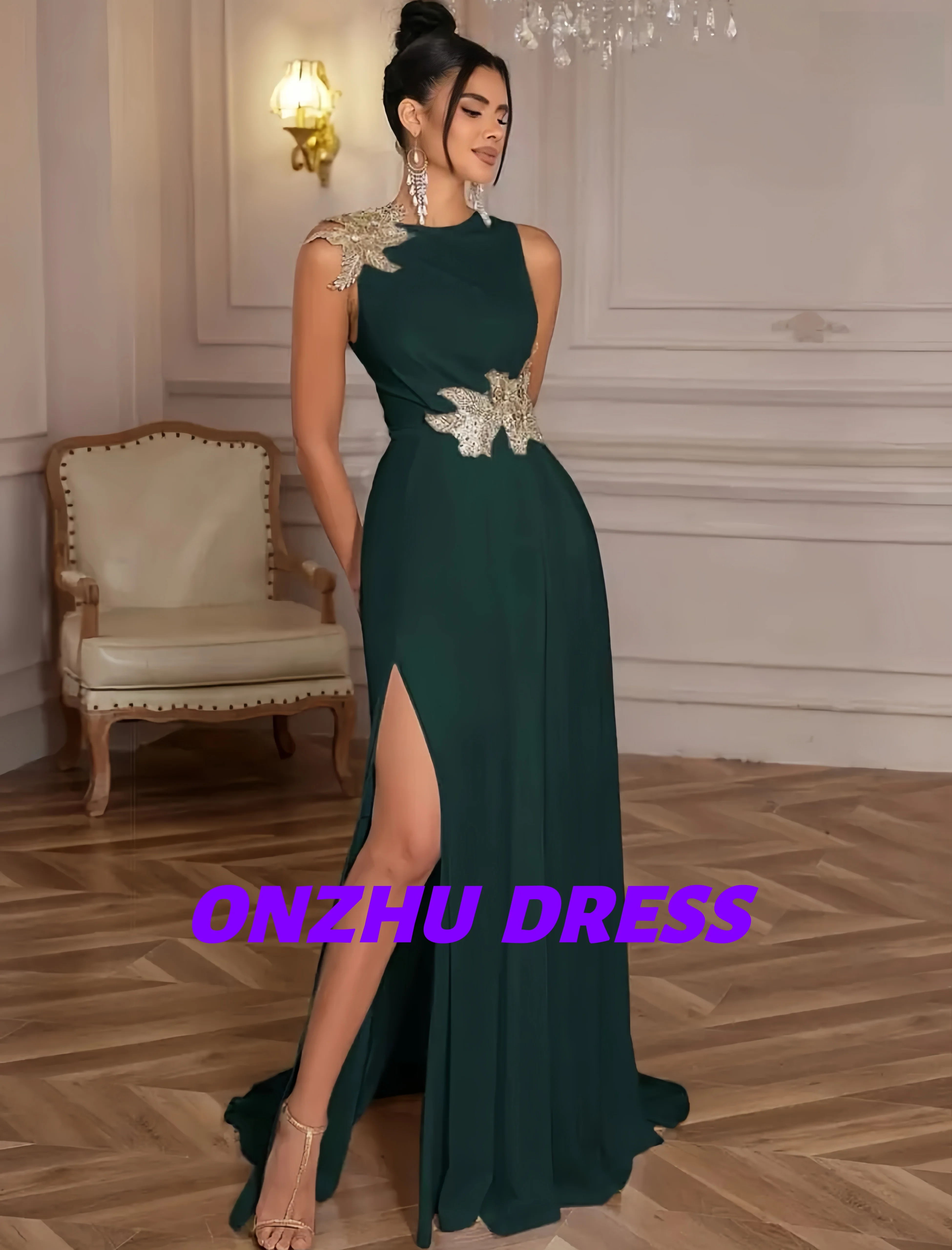 فساتين سهرة مخصصة برقبة دائرية بدون أكمام على شكل حرف a فساتين سهرة فاخرة رداء de soiree vestidos de gala vestidos de gala Party dre