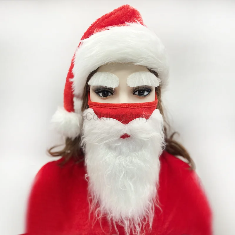 

Рождественская шапка Санта-Клауса с белой бородой и усами, аксессуар для костюма Санта-Клауса, праздничные принадлежности