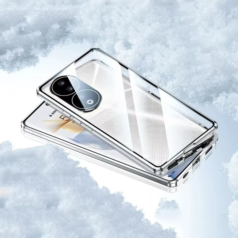 Etui na telefon z podwójnym szkłem 360 stopni chroniące przed podglądaniem, metalowe, magnetyczne, do Honor 400 300 200 100 90 70 50 Pro X40 Magic 4 5 6 7 Pro — zdjęcie produktu 3