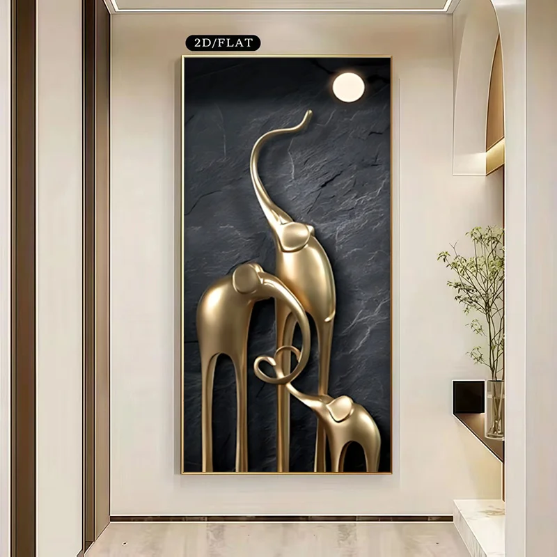 

2D Flat Modern Abstract Elephant Canvas Wall Art Unframed Contemporary Neutral Elephant Herd Canvas Prints for Living Room Decor