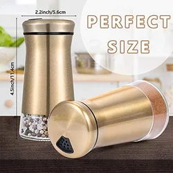 Copper Stainless Steel Salt and Pepper Shakers Clear Bottom Jar Bottle Container with Stainless Steel Top copper spice jars