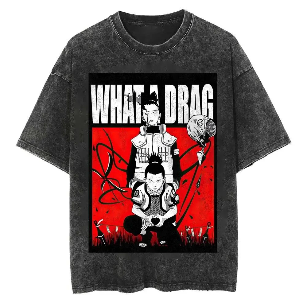 Sasuke Susanoo T-Shirt Naruto Shippuden Tee Vintage Washed Oversized Retro Anime Harajuku Streetwear Manga Herren Grafik-Kleidung