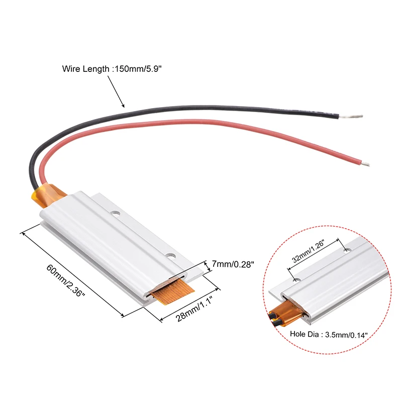 PTC Heating Element 48V 24V 12V 220C Constant Thermostat Thermistor Air Heated Sensor for Heating Egg Incubator Aluminum Shell