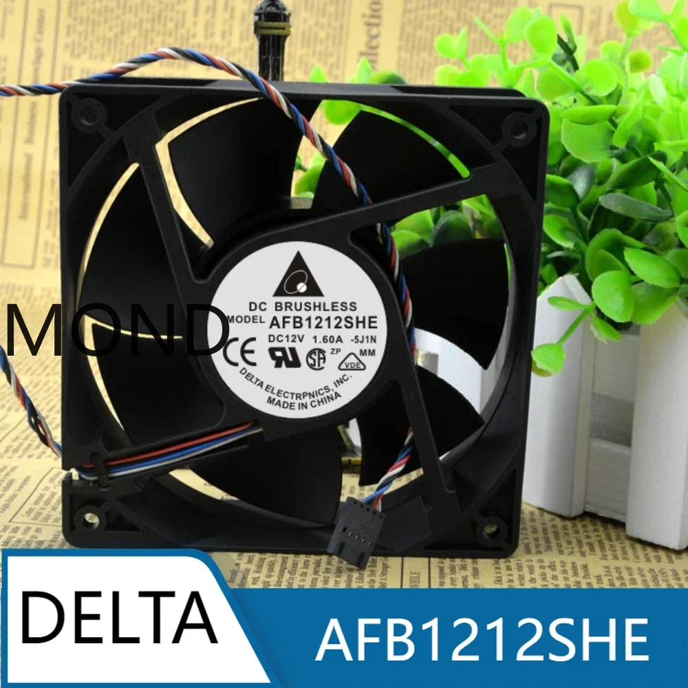 Delta AFB1212SHE DC12V 1.6A 12038 12CM 120*120*38mm Temperature Control High Air Volume Cooling Fan