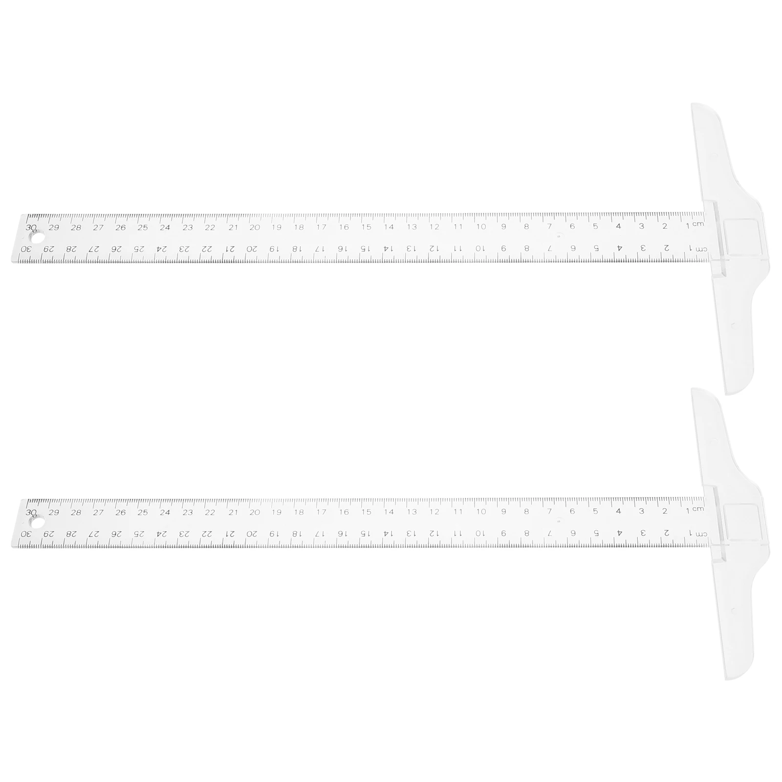 2pcs T Shaped Ruler Clear Plastic Measuring Tool For Drafting Drawing Design Architecture Engineering Student Art Ruler