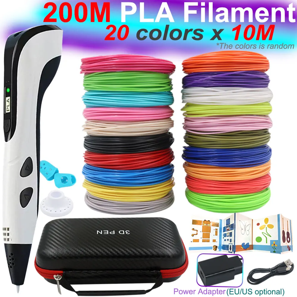 Creative Children's 3D Printing Pen With LCD Display Power Adapter PLA Filament Travel Box Kids Christmas Birthday Novelty Gift