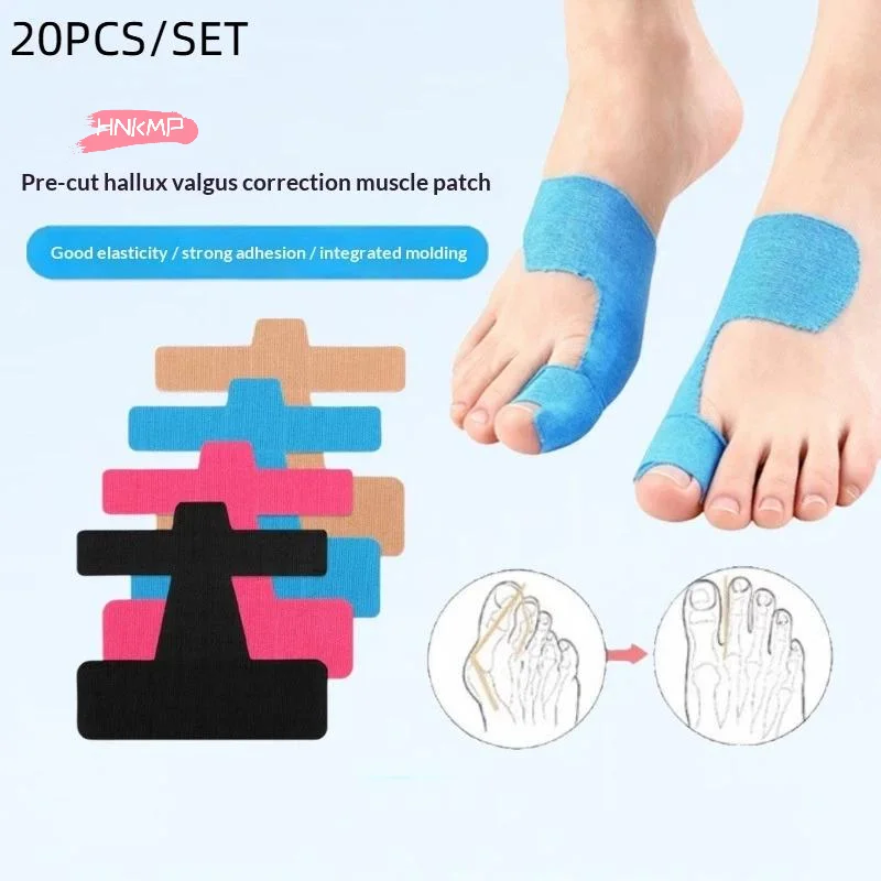 20 Stück Hallux-Valgus-Korrektoren, Zehenspreizer, Zehenglätter, verstellbare Fußpflege-Zehenkorrektur-Bänder, selbstklebend