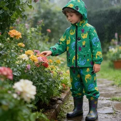 Autumn Winter Warm Waterproof Clothes Long Sleeve Boy Girls Outfits Hoddie Coat+Pants Sets Raincoat Children Clothing 2 4 6 Yrs