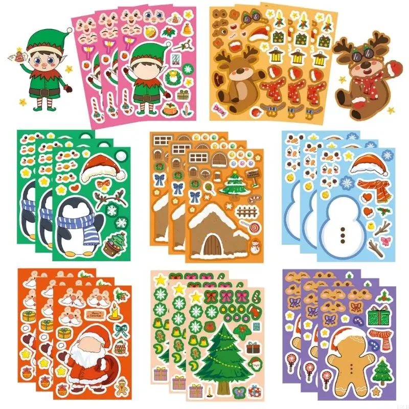

2025 New Christmas DIY Sticker Set 24PCS Cartoon Character Decals For Holiday Crafts Party Supplies