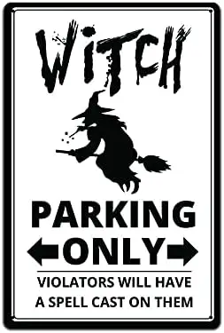 JP's Parcels Tin Signs Home Wall Decor - Metal Sign 12 x 8 in. Witch Parking Only Violators Will Have A Spell Cast on Them sign