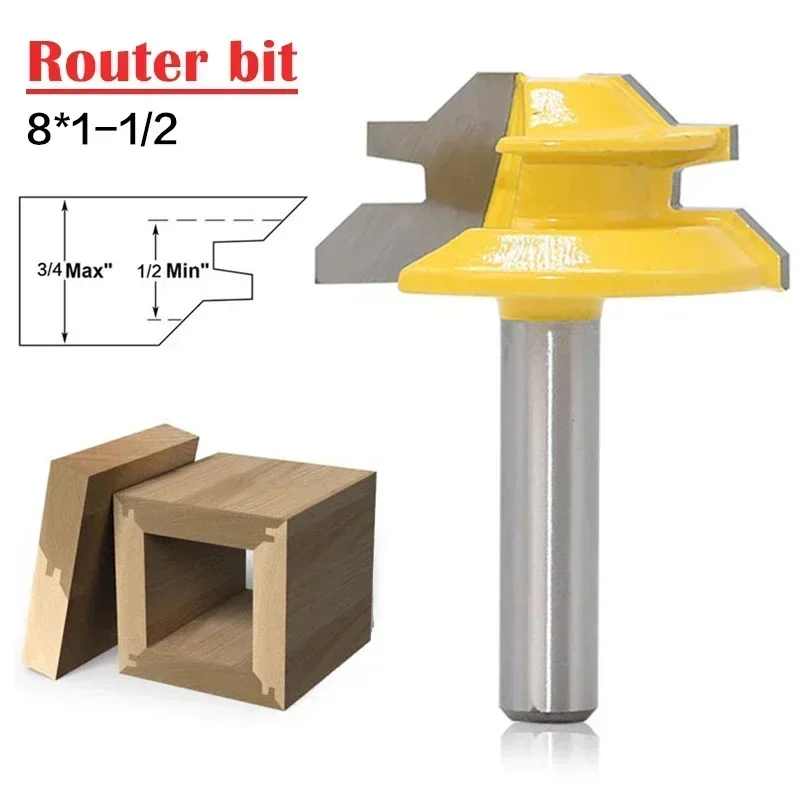 Imagem -02 - Graus Fresadora Router Bit Conjunto Cortador de Madeira Carbide mm Shank Moinho Carpintaria Aparar em Linha Reta Carving Ferramentas de Corte 45