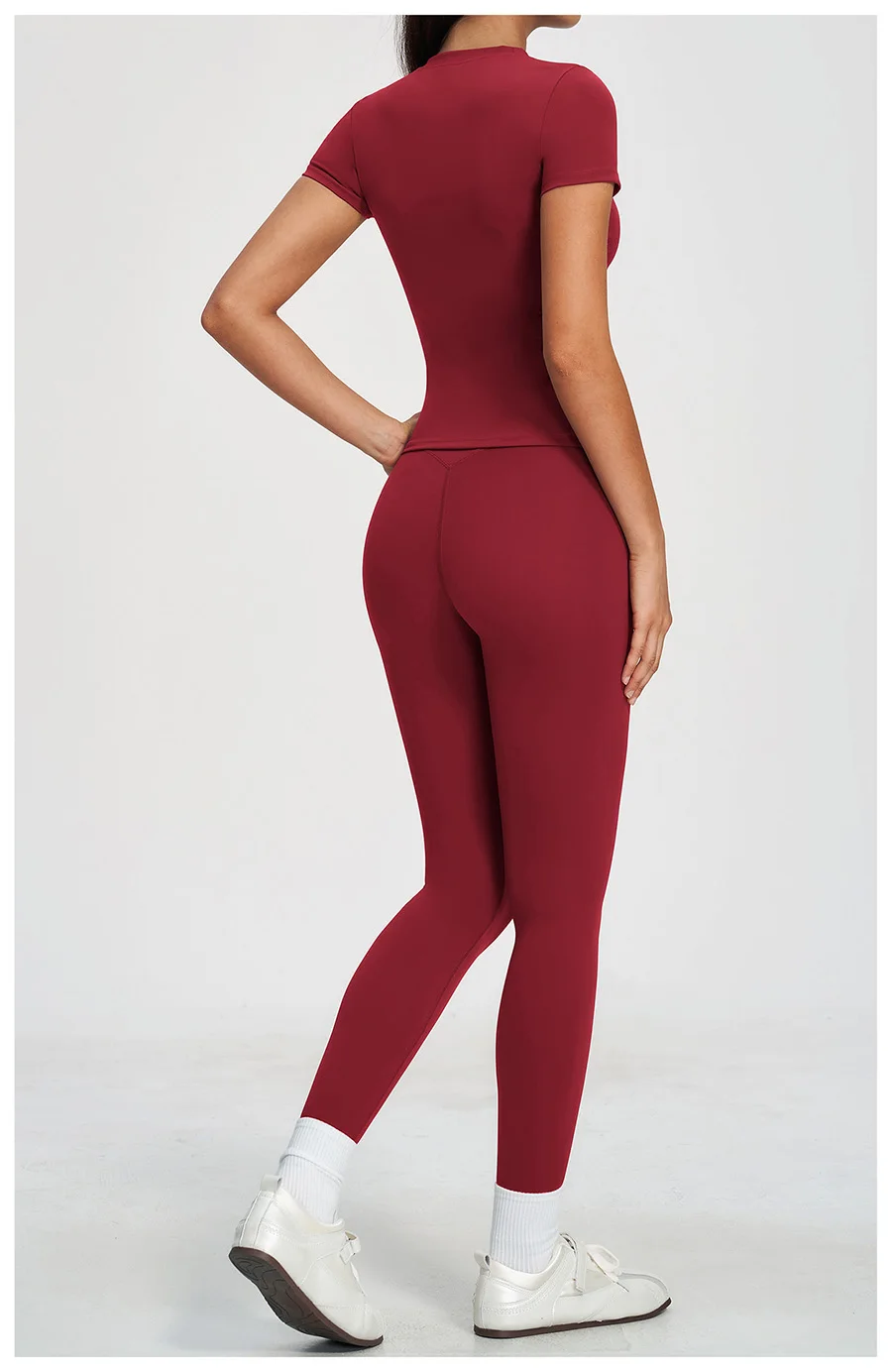 Yoga-Set 2-teilig Sportbekleidung Fitnesskleidung Yoga-Anzüge Damen Fitness-Set Trainingsanzüge Sport Langarm Crop Top Gym High Waist Leggings – Detail 29