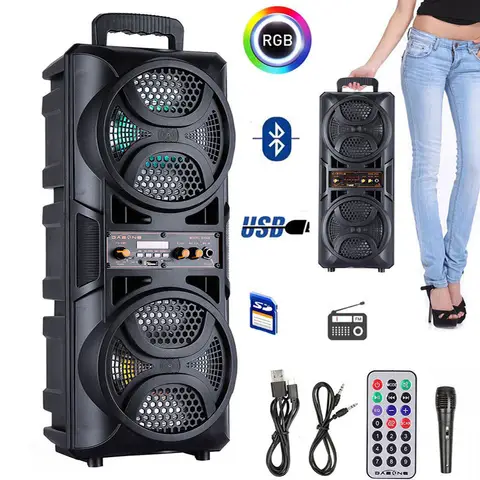 Altoparlante Bluetooth portatile da 3000 W Subwoofer Sistema audio per bassi pesanti Party DJ karaoke Telecomando e microfono
