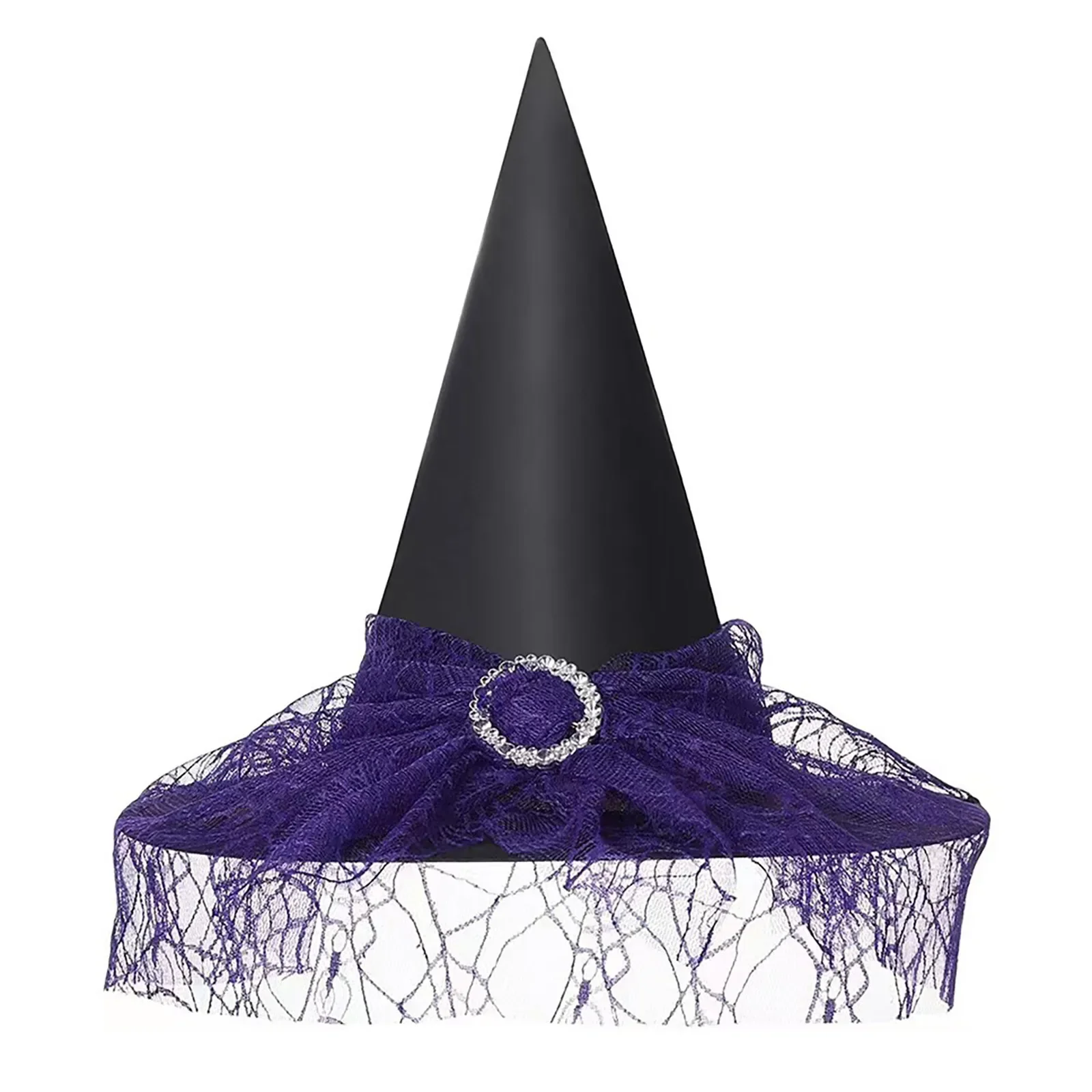 Heksenhoed met sluier Volwassen hoeden Halloween Heks Cosplay Tovenaarshoed Kinderen Halloween Zwarte Heksenhoed Meisjes Prinses Feestartikelen
