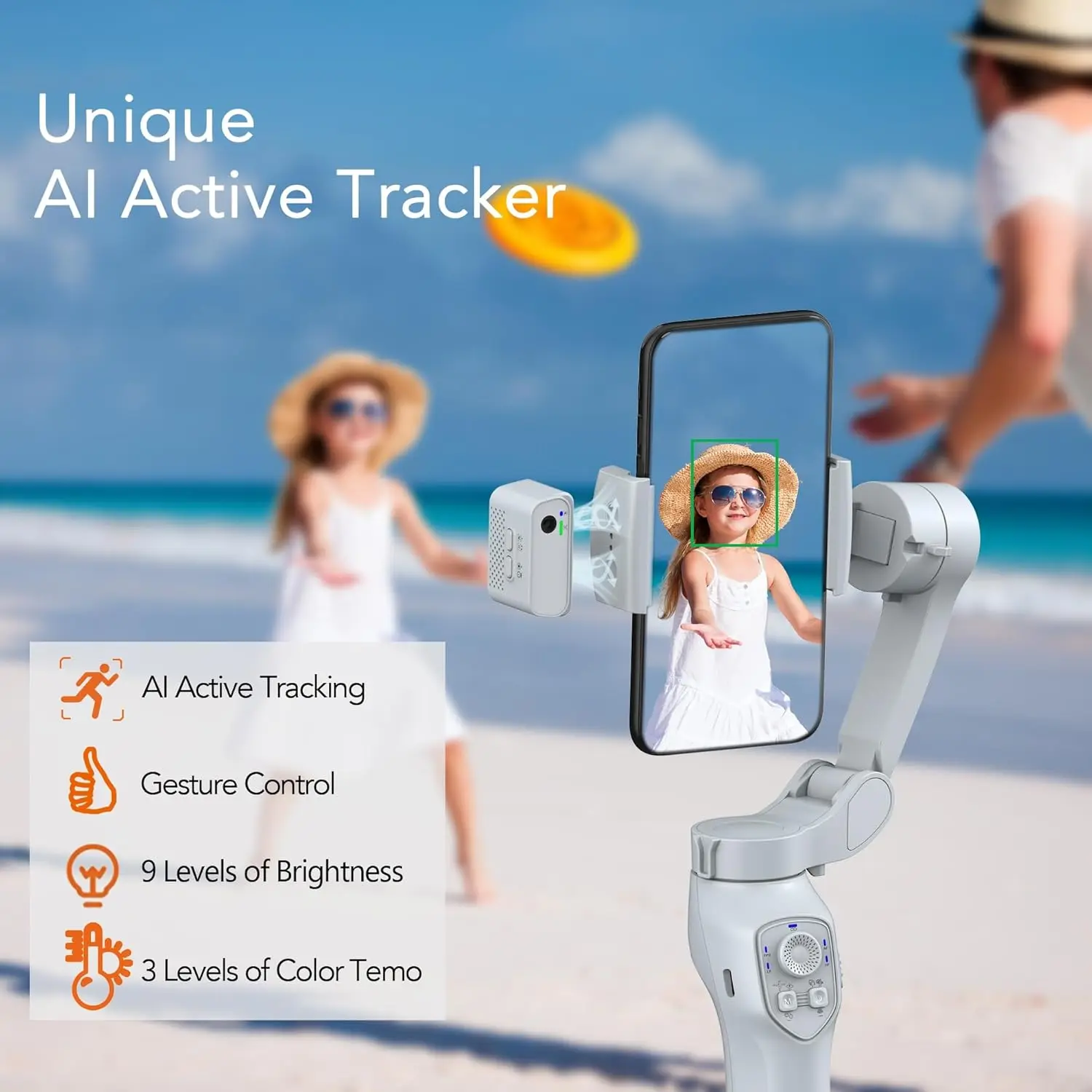 

3-Axis Phone Gimbal with Magnetic AI Active Tracker,Gimbal Stabilizer for Smartphone with Fill Light,Phone Stabilizer for Video