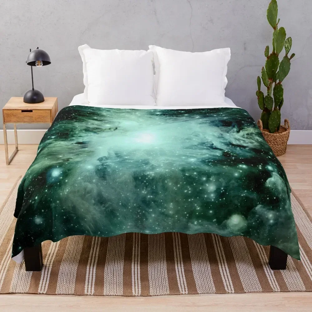 

Galaxy Orion Nebula Forest Green Teal Throw Blanket Large Hairys Blankets