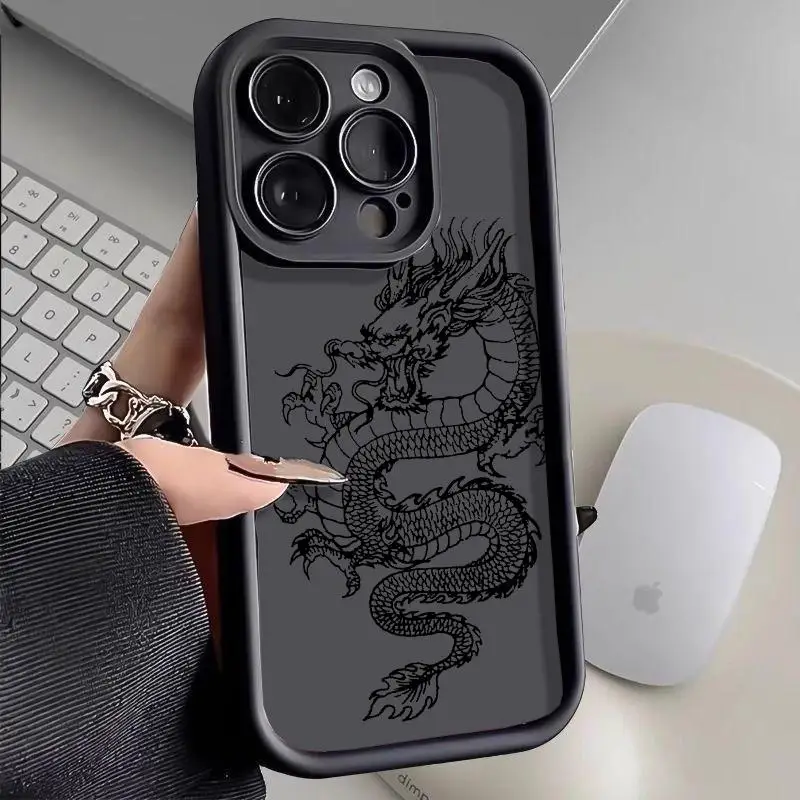 Coffee Chinese Dragon Case for Realme C63 C65 C67 4G 12 Pro Plus C53 C55 C11 C12 C15 C20 5i 6i 5s C17 A57 Cover Silicone Funda