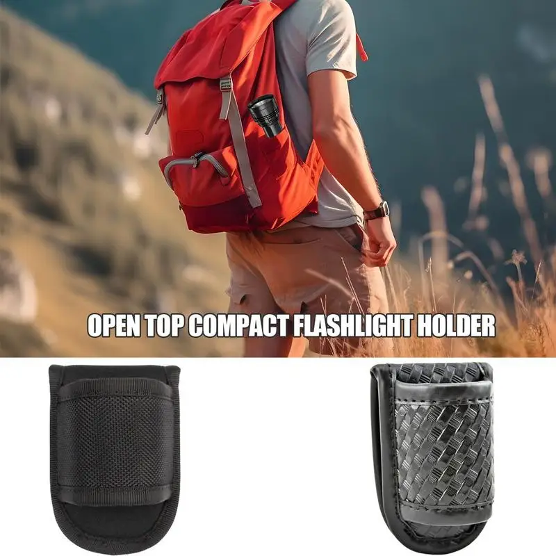 Flashlight Belt Sleeve D-Shape Nylon Flashlight Holder Open Design Elasticized Flashlight Pouch Portable Lightweight Flashlight