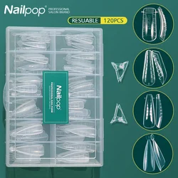 Nailpop-formas de uñas de doble sistema, extensión acrílica, puntas de uñas postizas, formas superiores para uñas, molde de construcción de Gel, herramientas de arte, 120 unids/caja