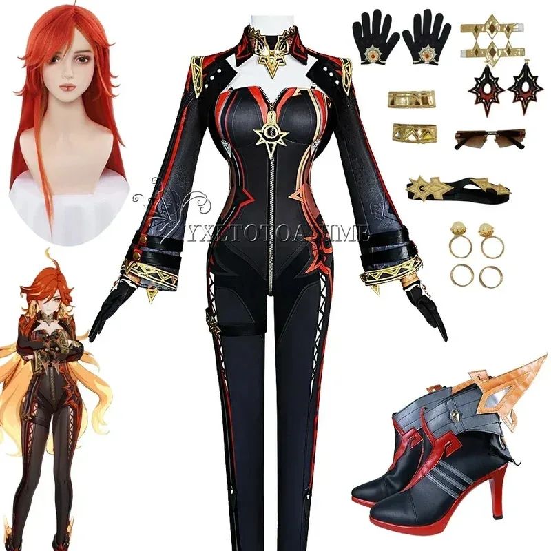 

Mavuika Cosplay Costume Game Genshin Impact Cosplay Pyro Archon Mavuika Black Costume Cosplay wig shoes