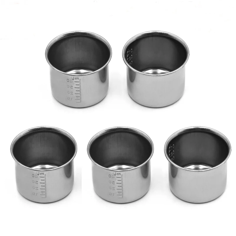 

5 шт., медицинская мерная чашка из нержавеющей стали со шкалой, 40 мл, маленькая аптечка, стоматологические инструменты