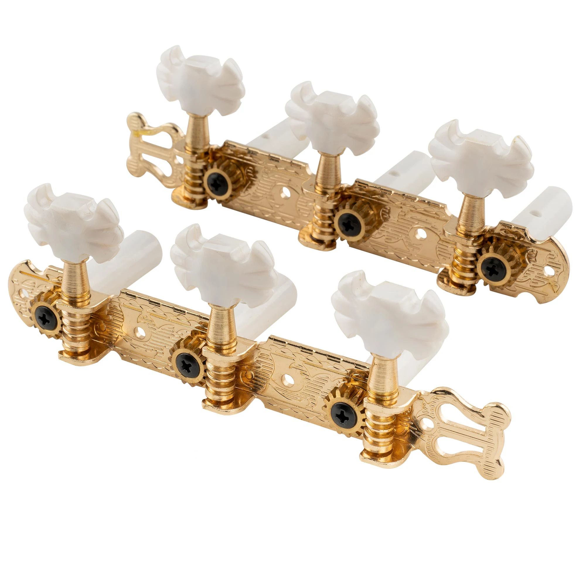 Musiclily Pro 3 on a Plate Lyra Style Classical Guitar Machine Heads Tuning Pegs Keys Tuners Set, Butterfly Button