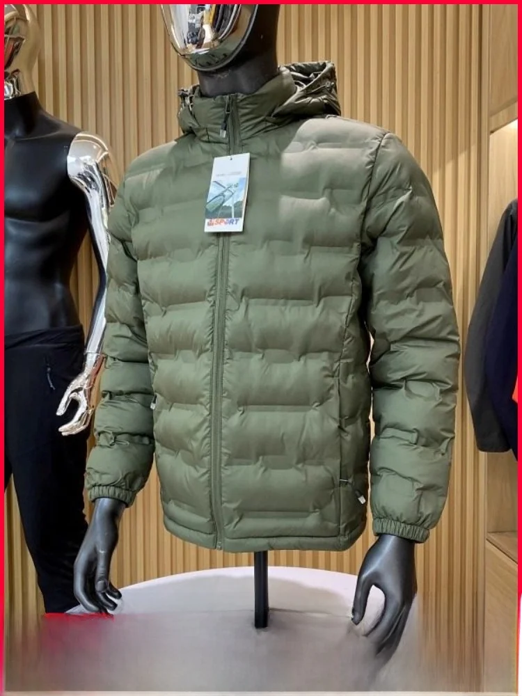

Водонепроницаемое легкое теплое удерживающее мужское хлопковое пальто с капюшоном, уличное повседневное зимнее пальто высокого класса с наполнителем из полиэфирного волокна