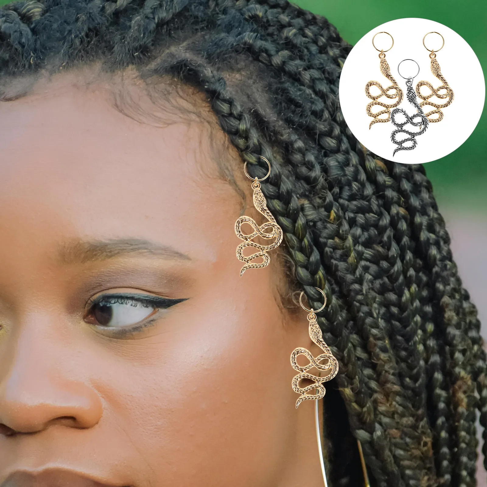 

6Pcs Snake Hair Accessories African Dreadlock Clips Ethnic Spiral Snake Hair Charms Halloween Braids Jewelry Dreadlock Jewelry