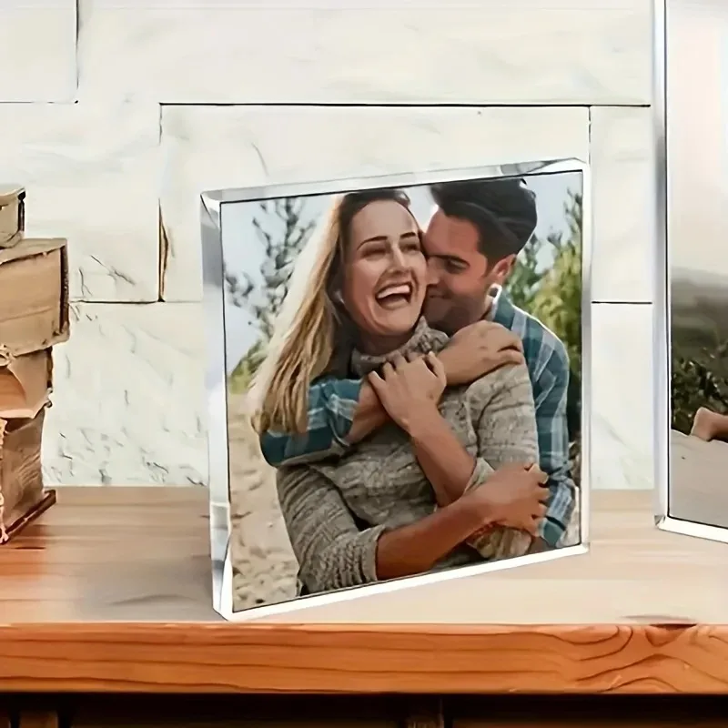 Custom Photo Acrylic Photo Block Personalized Picture Crystal Cube Desktop Ornament Family Lover Keepsake Memorial Gift