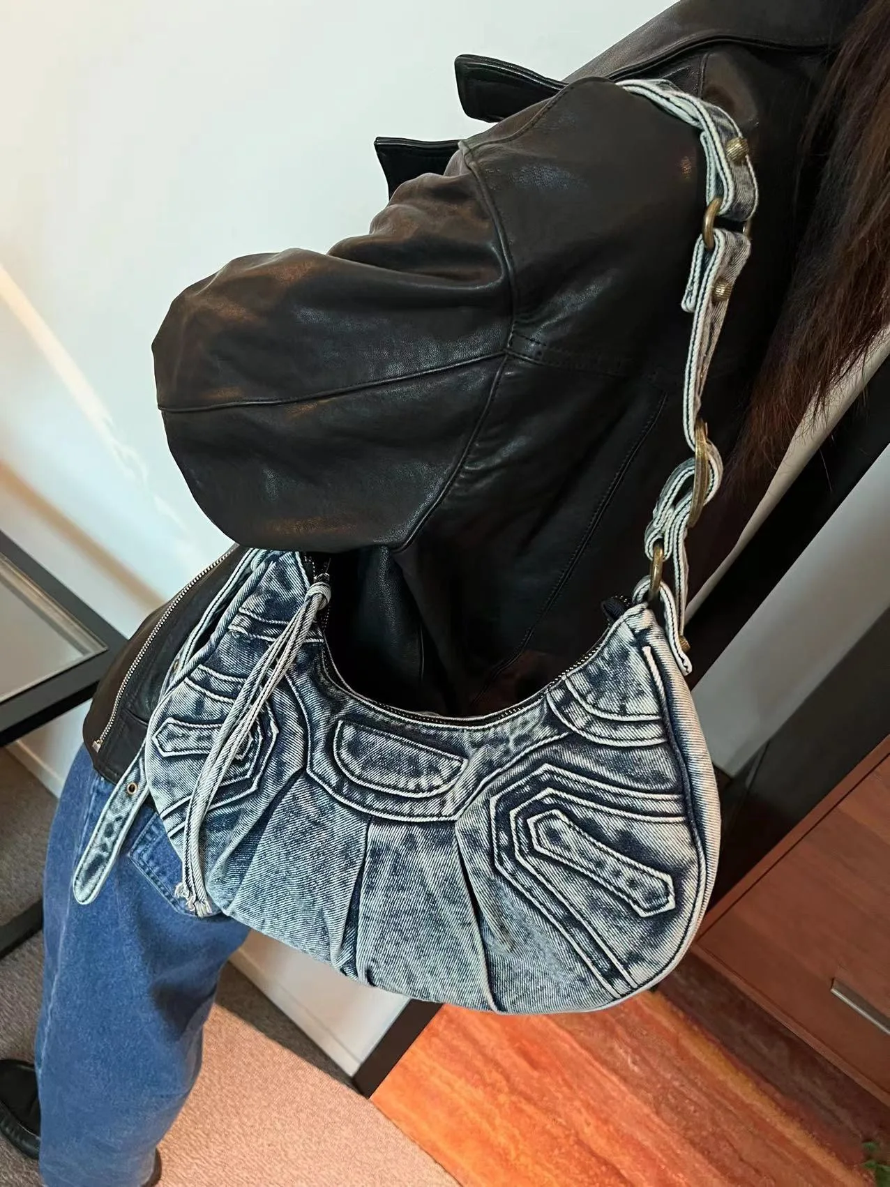 Rivet bag for motorcycle armpit, rivet bag, high-end, fashion, celebrity, 2021